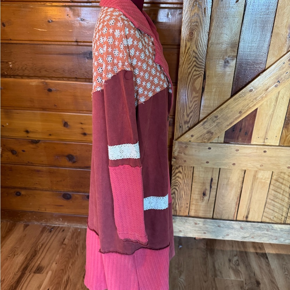 POL Mixed Pink & Rust Patchwork Trench Coat - Picture 4 of 6
